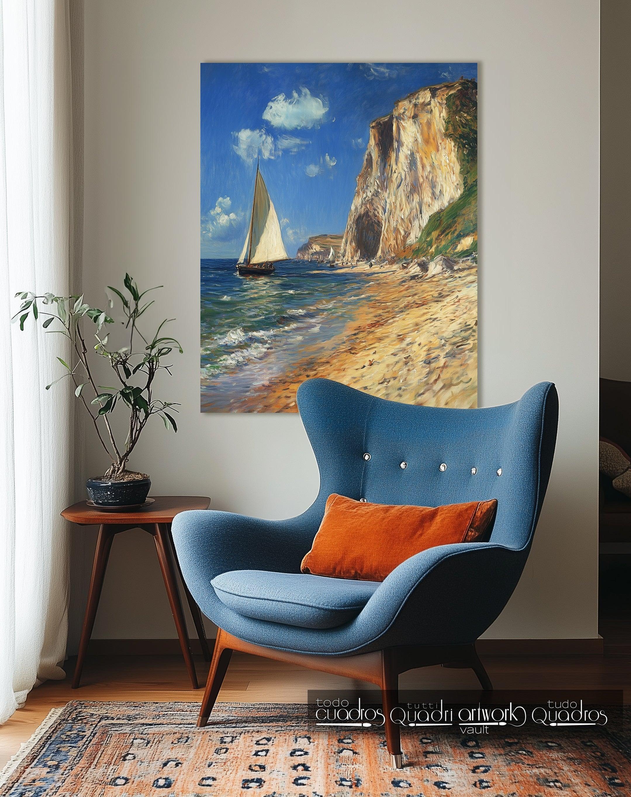 Voilier sur la falaise, style Monet