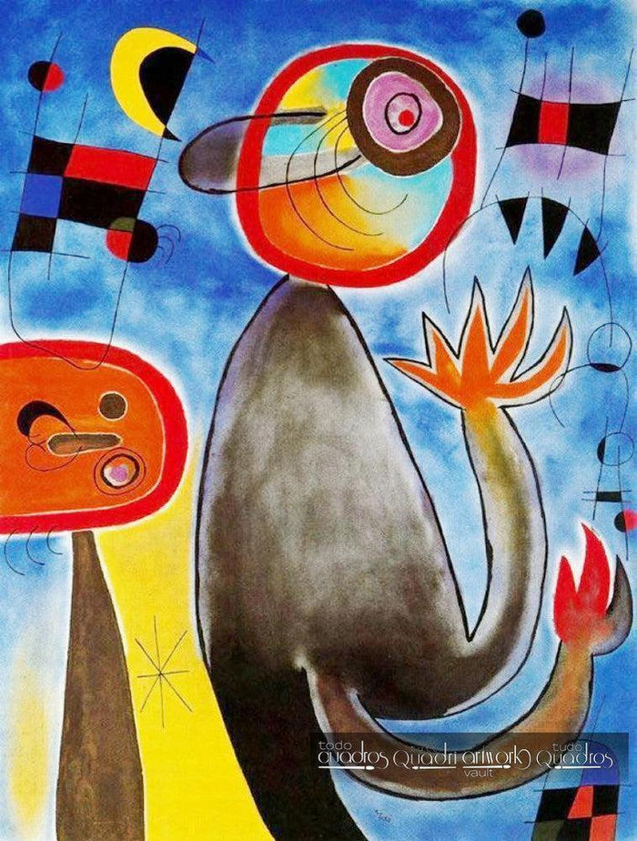 Les échelles traversent le ciel bleu dans une roue de feu, Miró