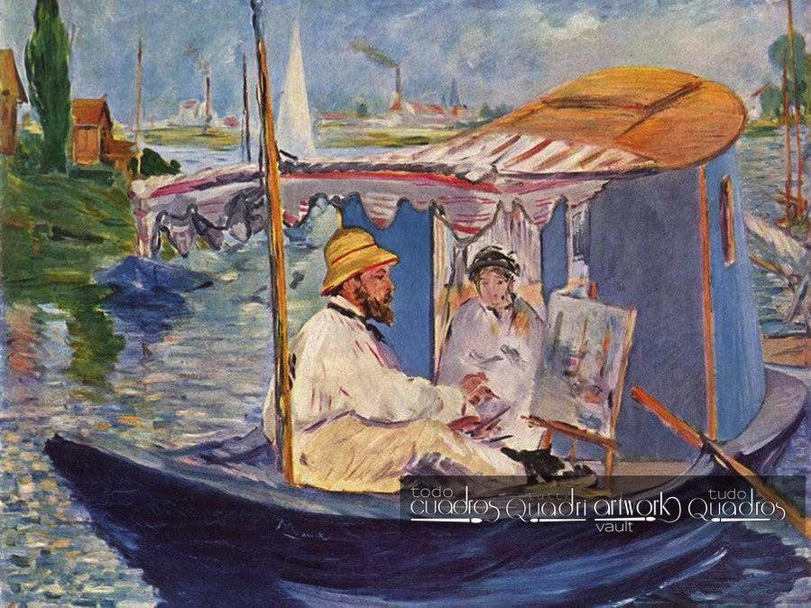 Claude Monet dans son bateau-atelier, Manet