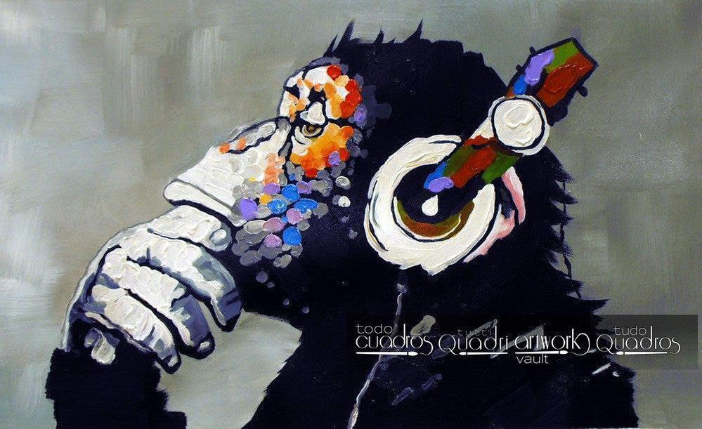 Chimpanzé avec musique, huile