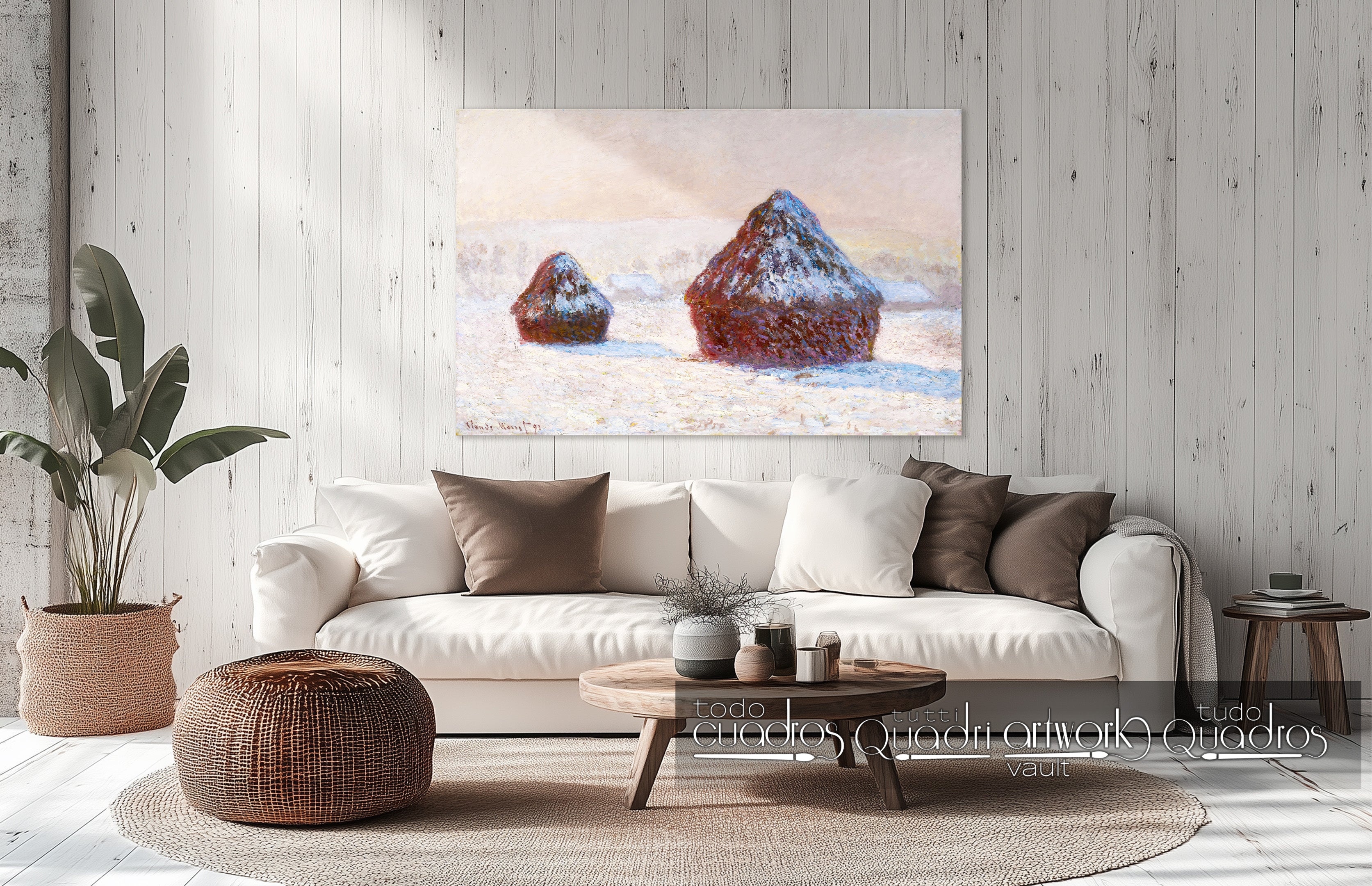 Meules de blé, effet de neige, matin, Monet