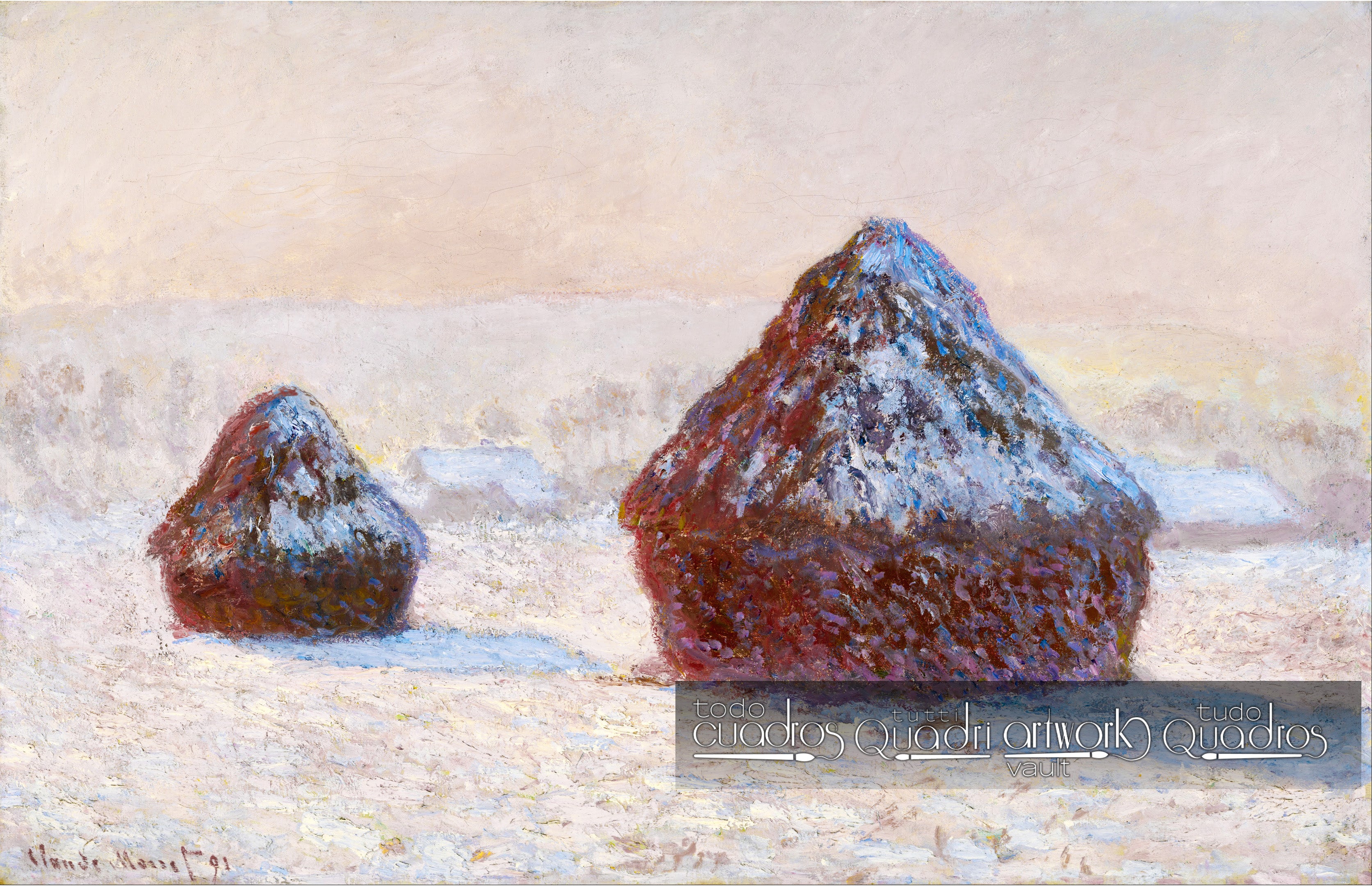 Meules de blé, effet de neige, matin, Monet