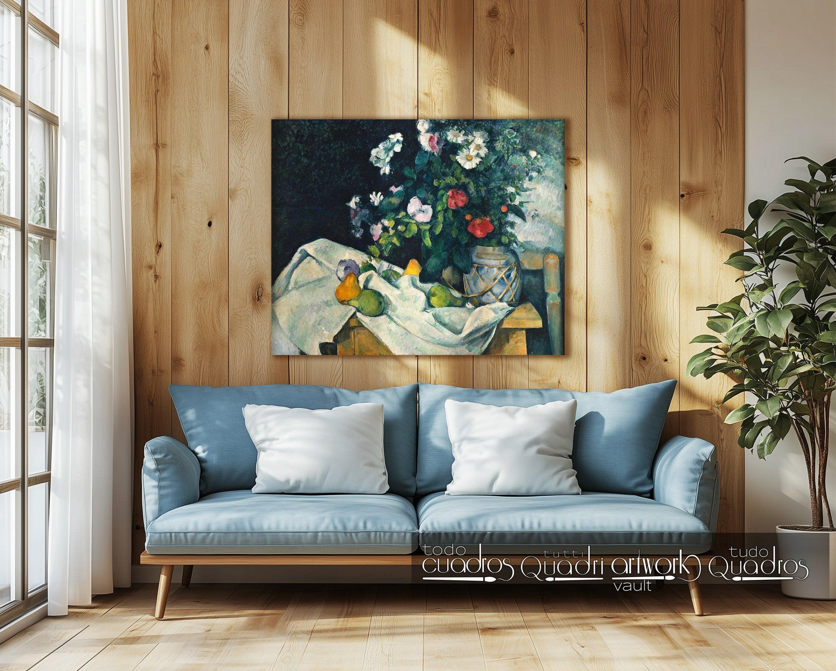 Nature morte avec des fleurs et des fruits, Cézanne