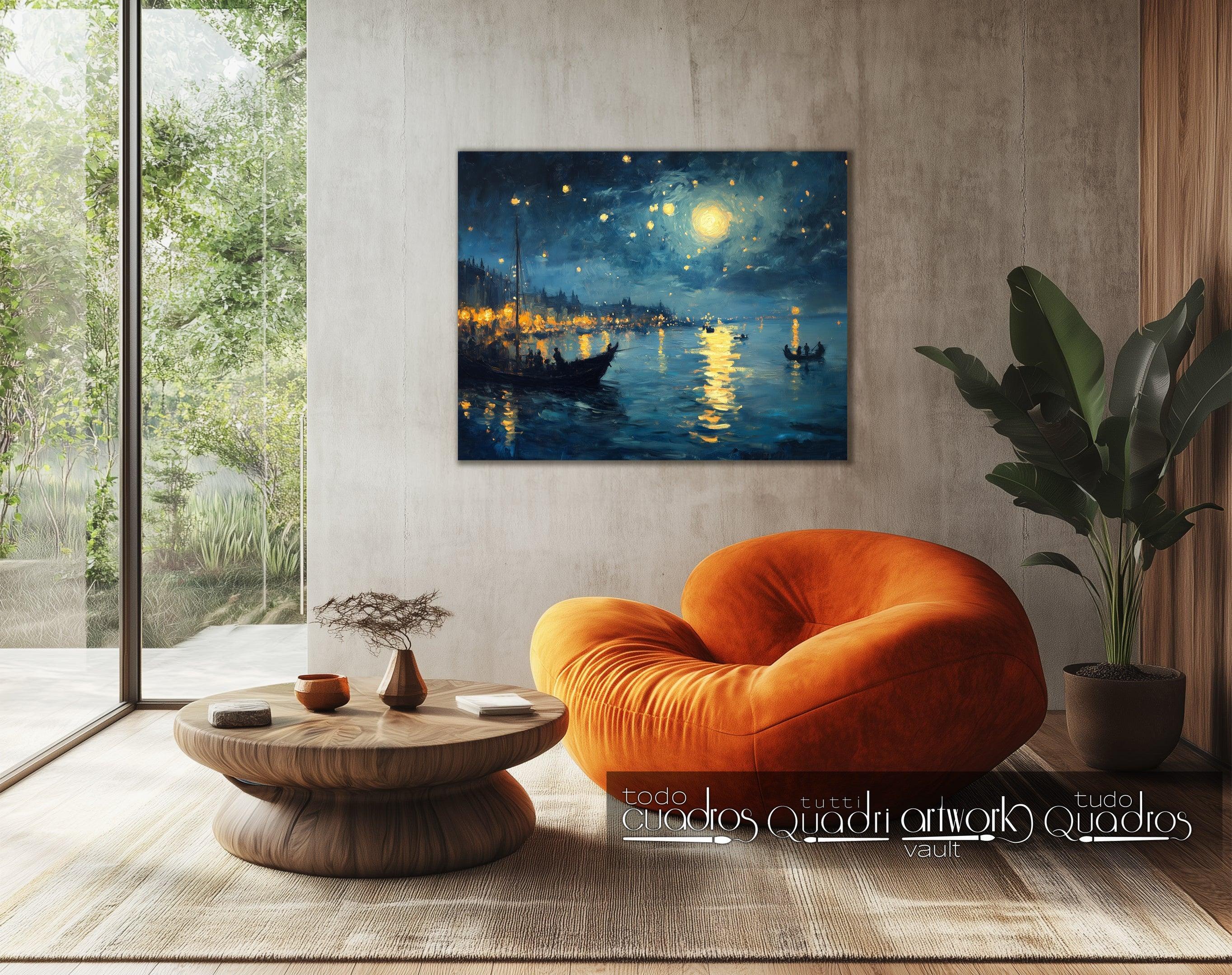 Impressions d’une nuit brillante, style Monet