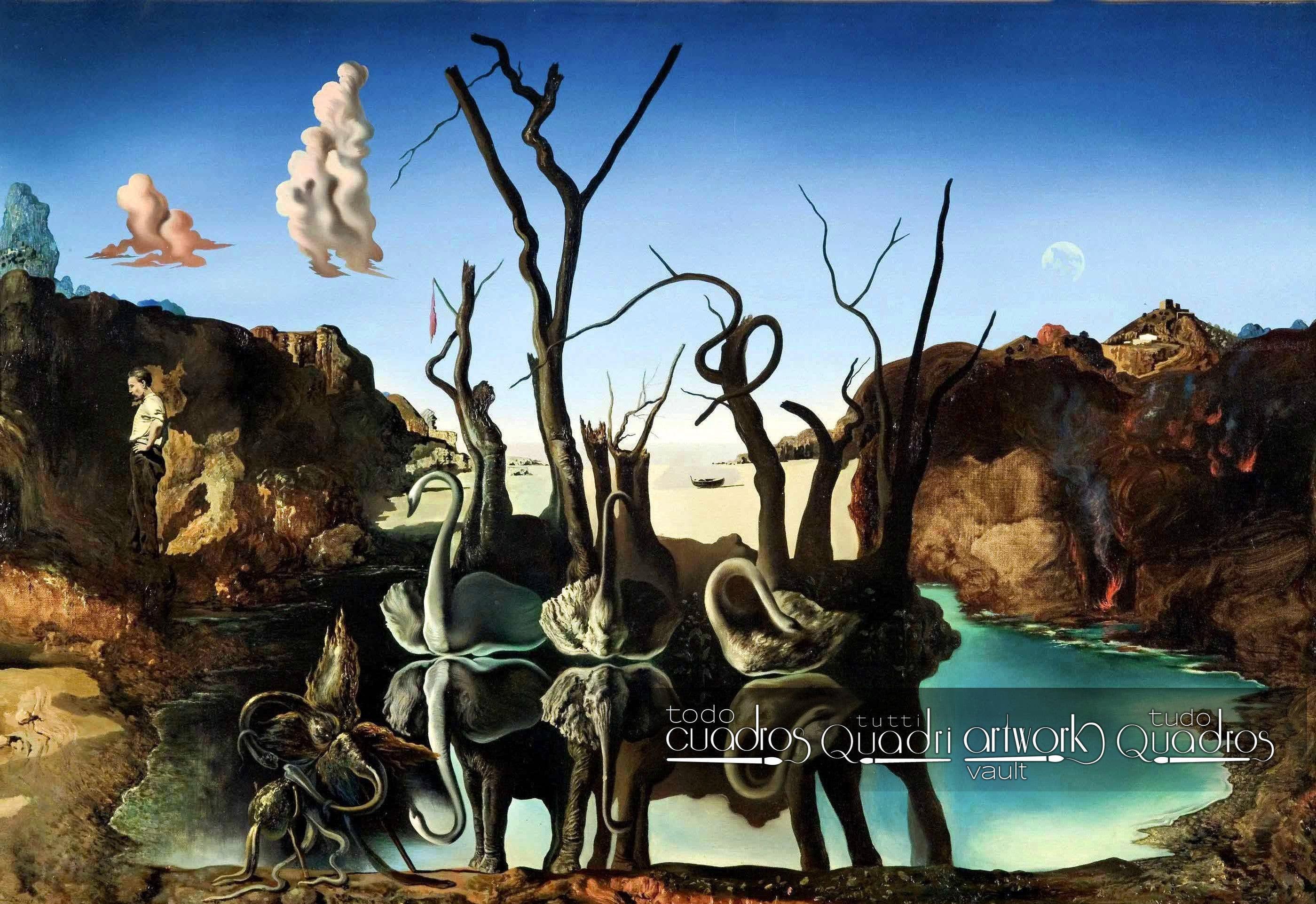 Cygnes se reflétant en éléphants, Dalí