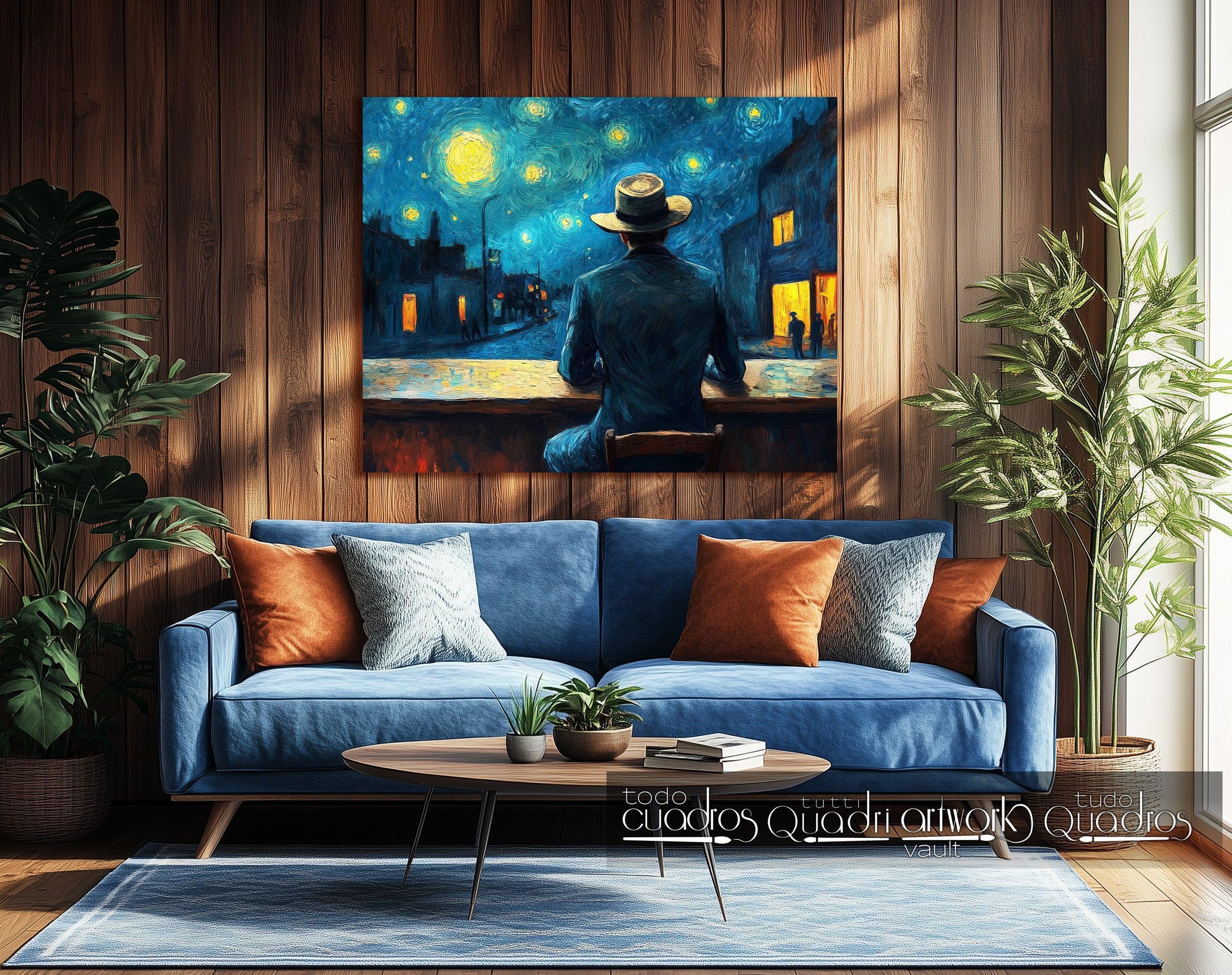 Les noctambules, style Van Gogh