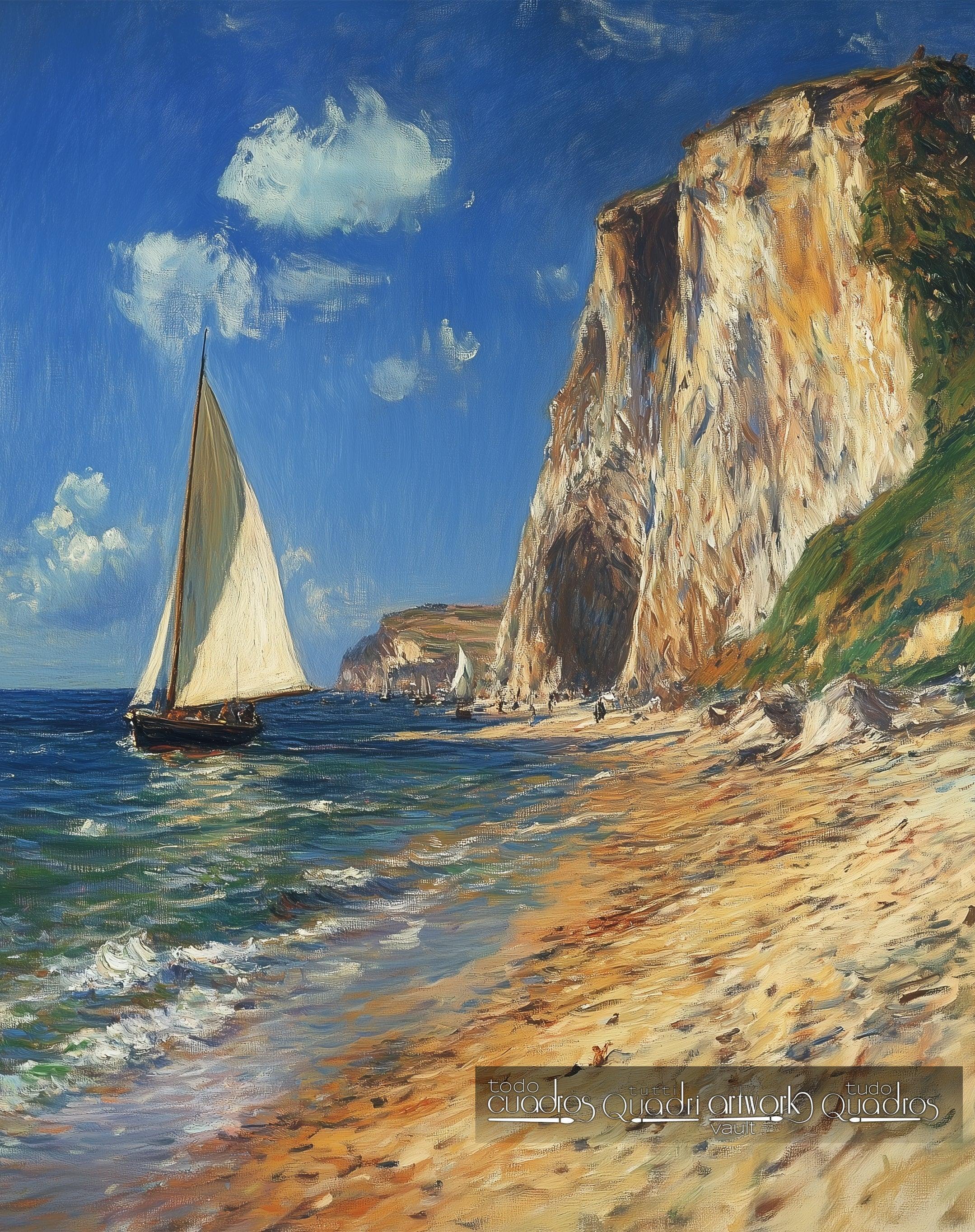 Voilier sur la falaise, style Monet