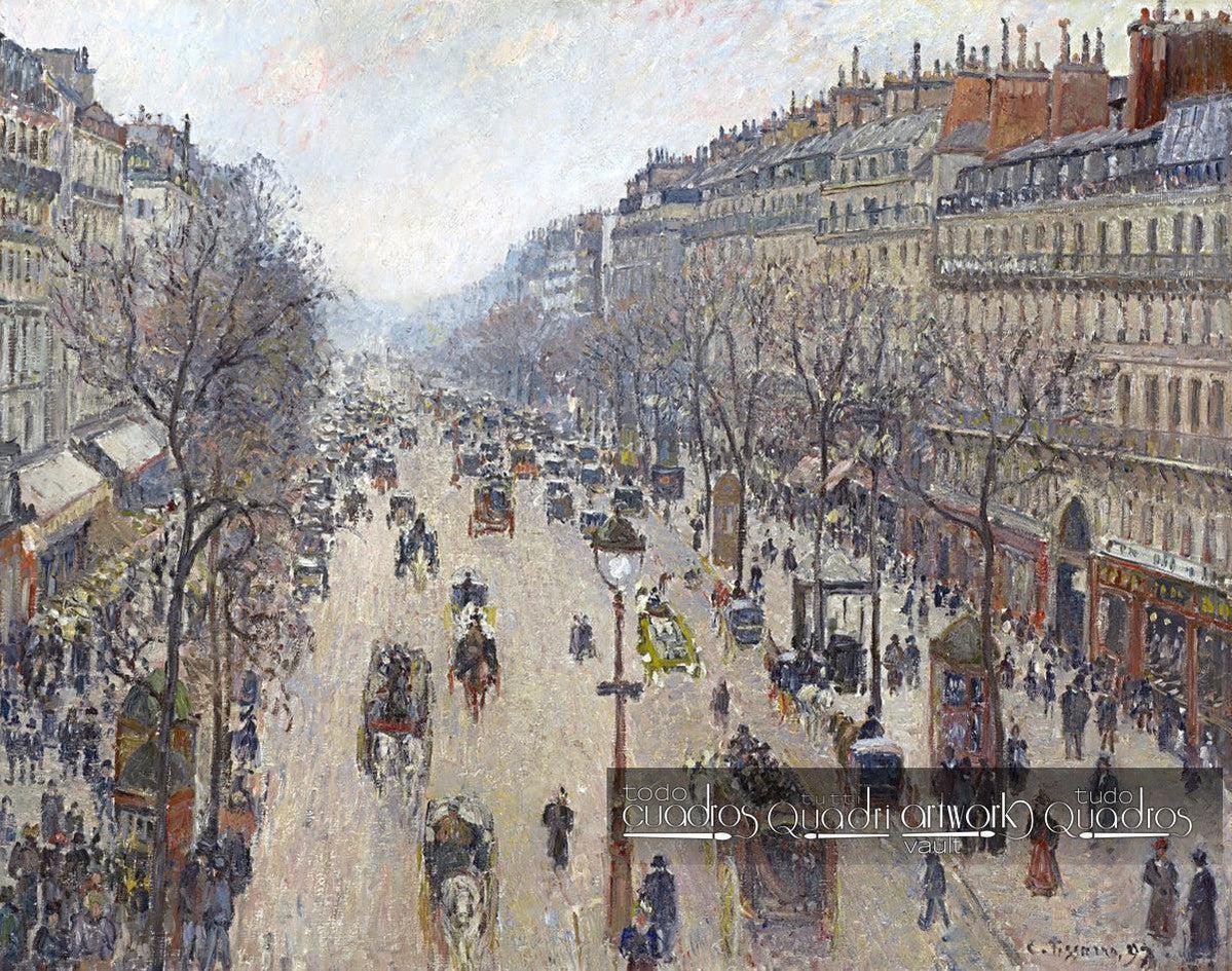Boulevard Montmartre, le matin, temps nuageux. Pissarro