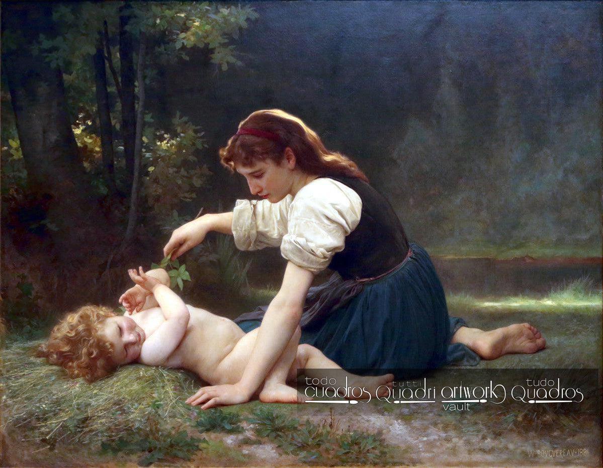 En pleine nature, la jeune fille et l’enfant, Bouguereau