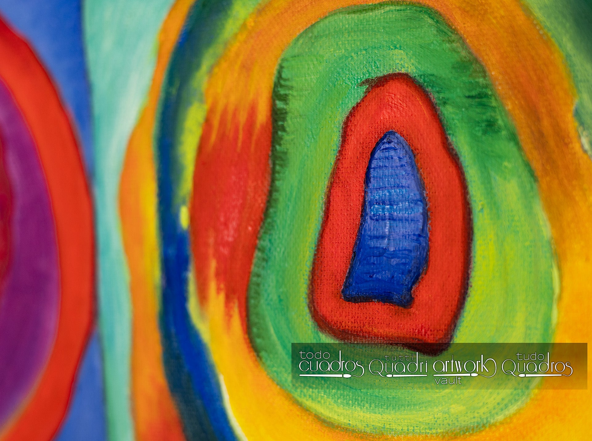 Étude de couleurs, carrés avec cercles concentriques, Kandinsky