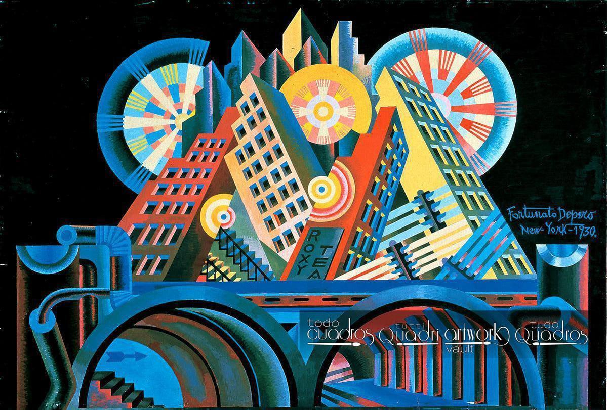 Gratte-ciel et tunnel, Depero