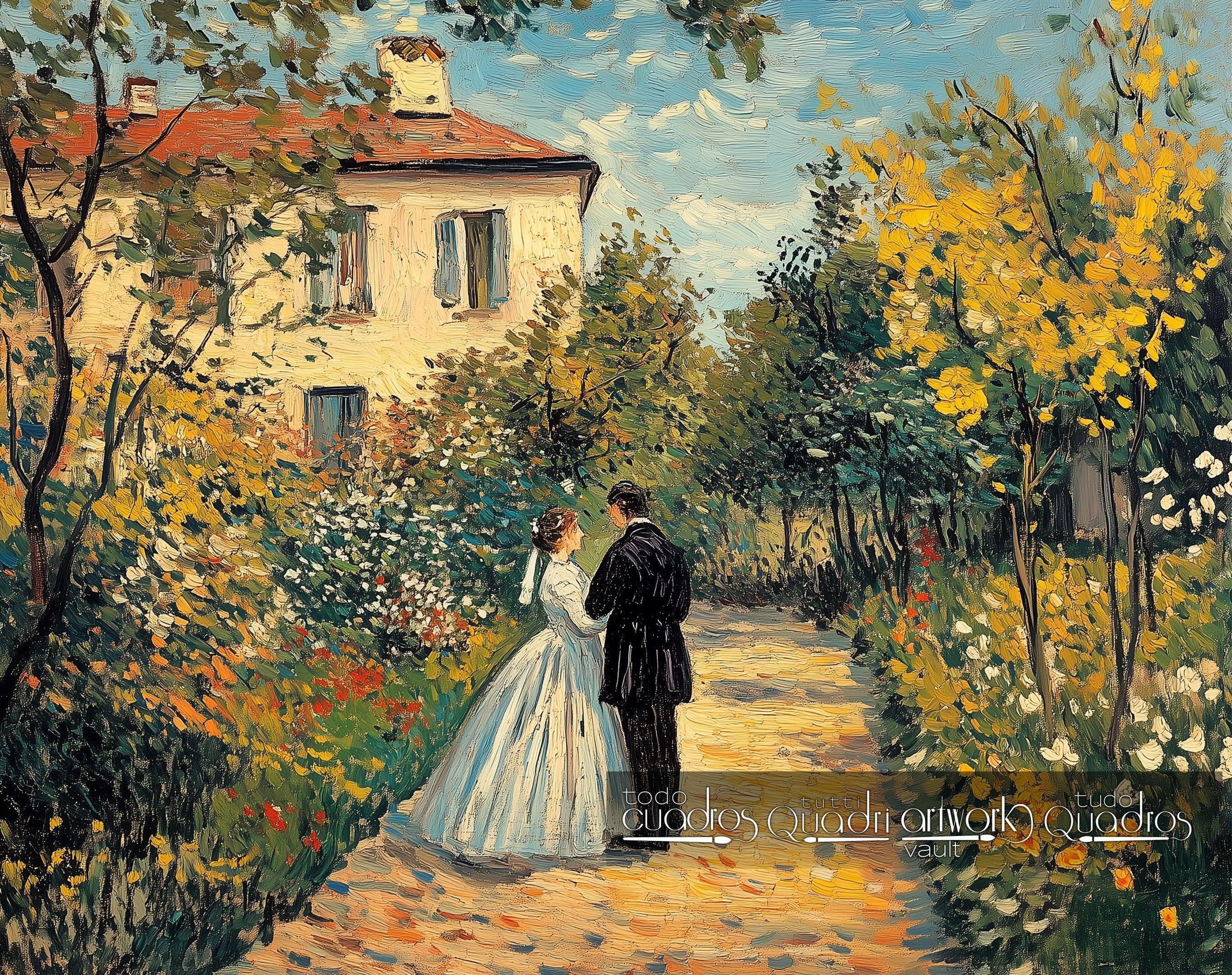 Moment éternel dans le jardin, style Van Gogh