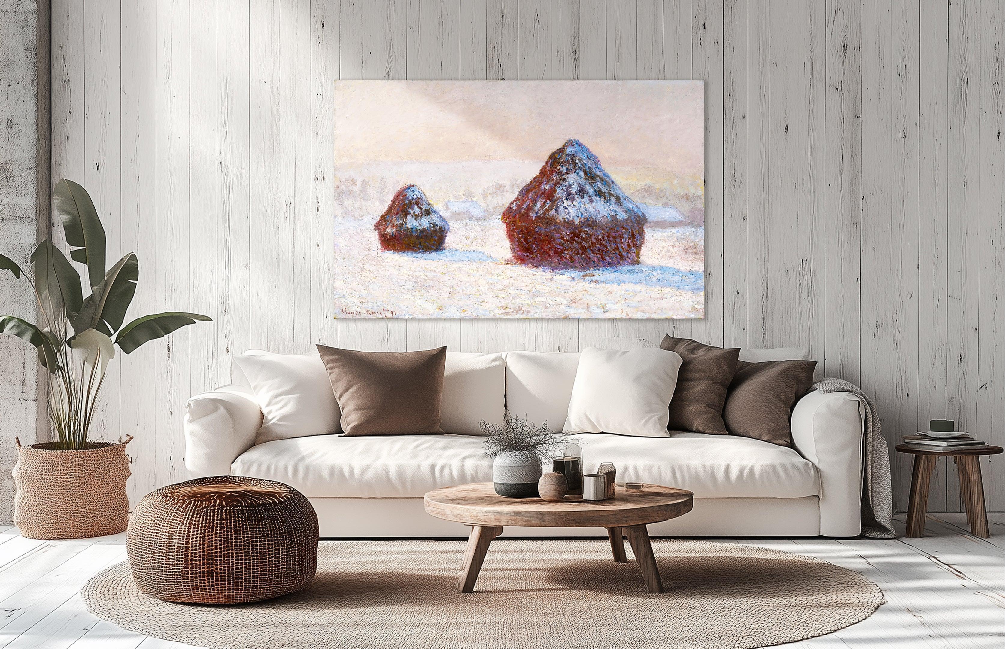 Meules de blé, effet de neige, matin, Monet