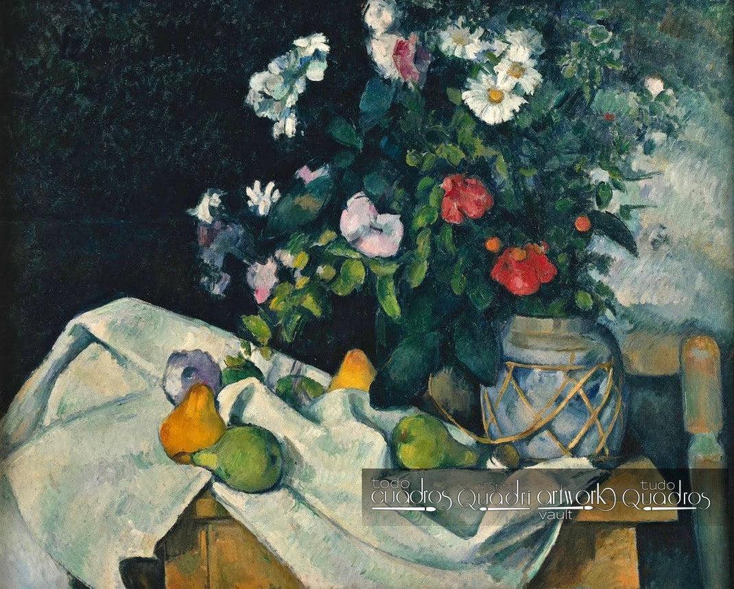 Nature morte avec des fleurs et des fruits, Cézanne