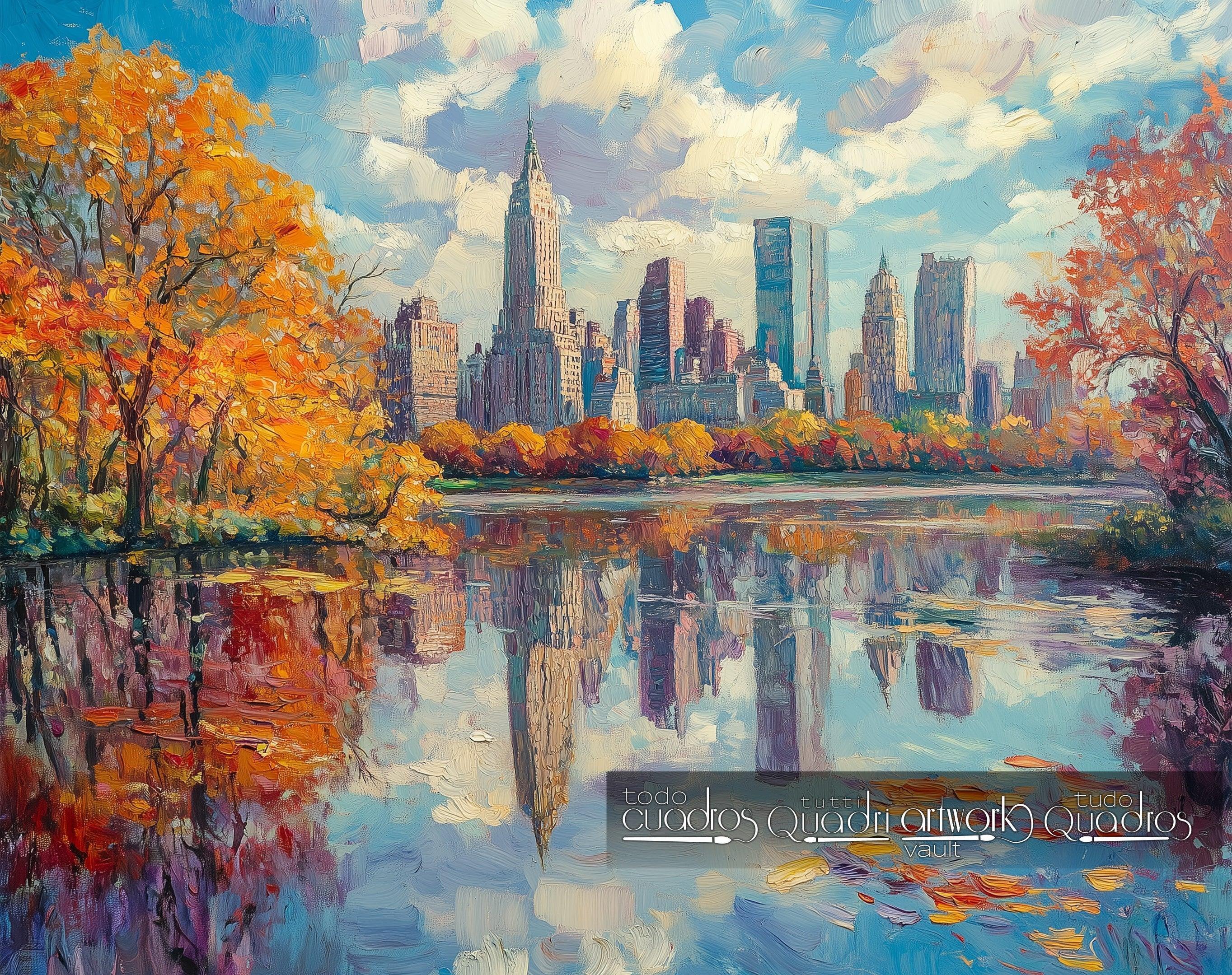 Miroirs d’automne à New York, style Monet