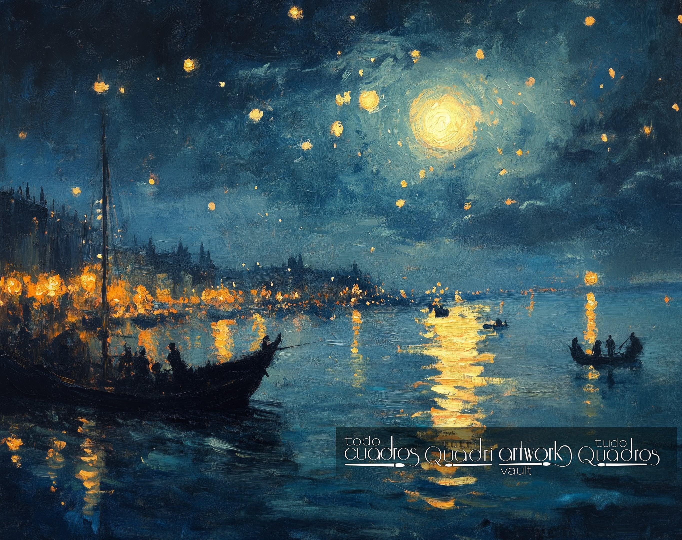 Impressions d’une nuit brillante, style Monet