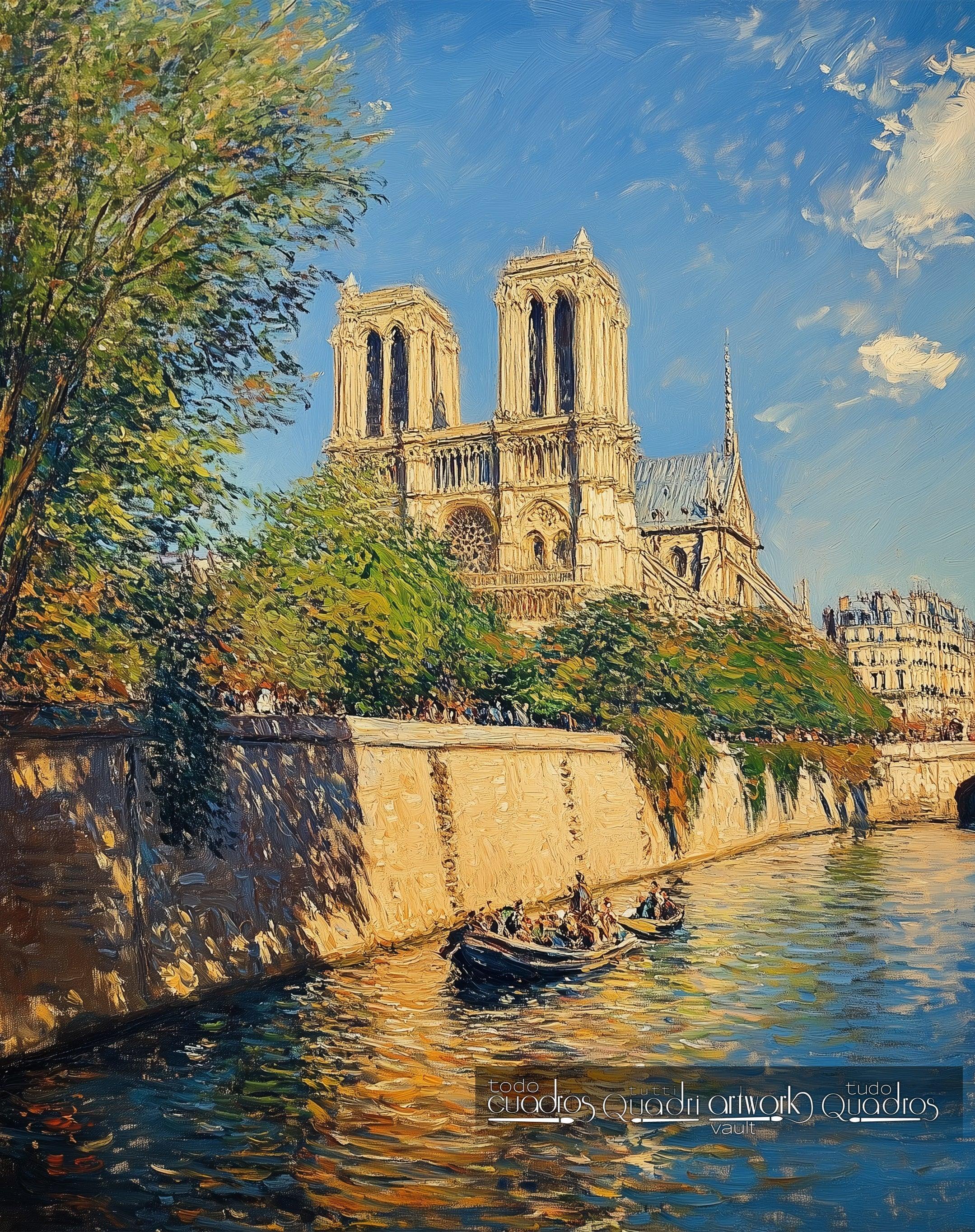 Balade en bateau sous Notre-Dame, style Monet