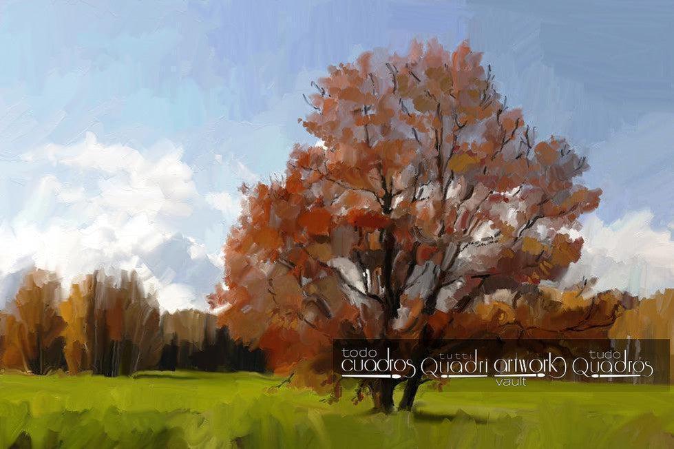 Arbre sfumato, Huile de Paysage