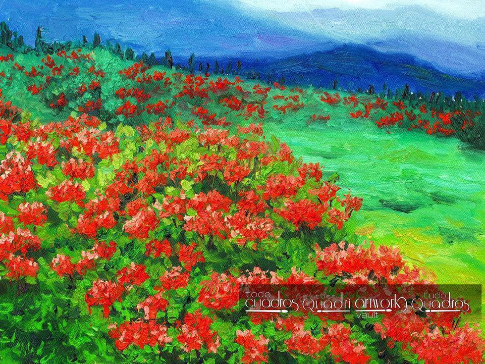 Paysage fleuri, Huile