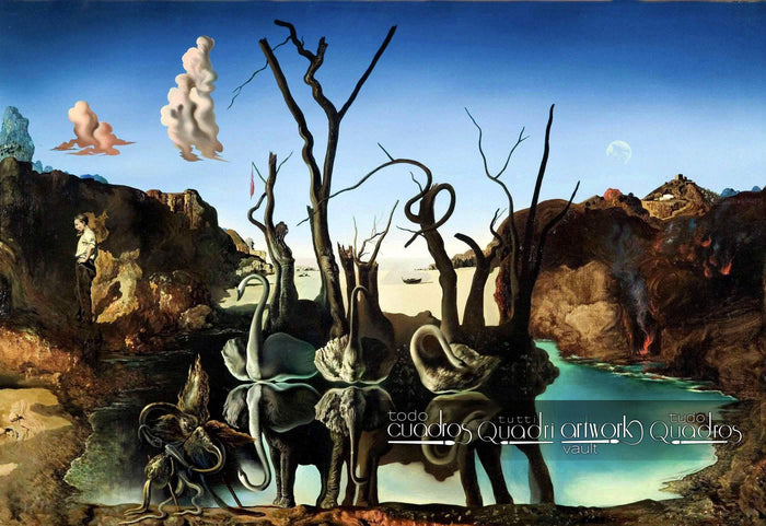 
Cygnes se reflétant en éléphants, Dalí