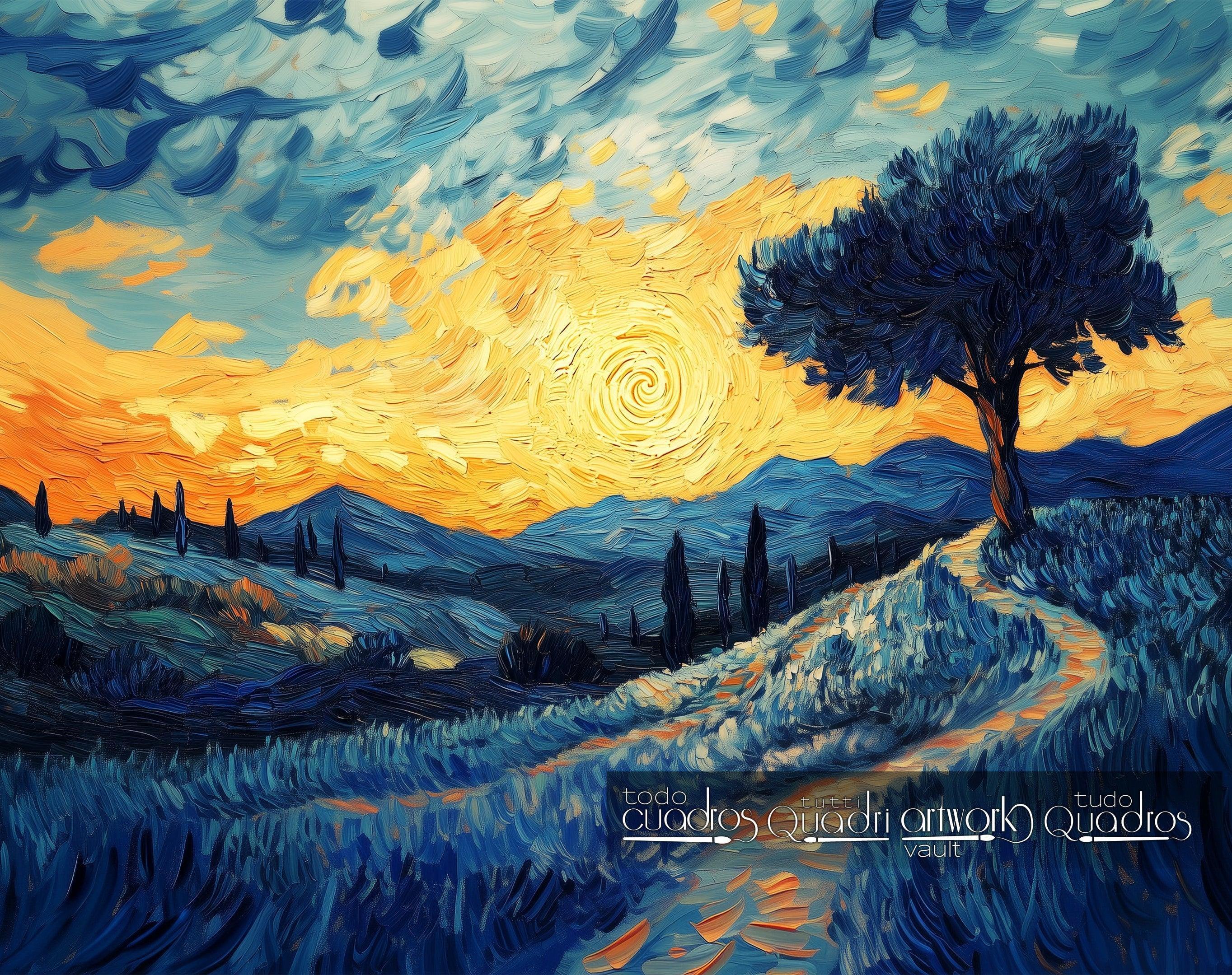 Chemin vers le soleil, style Van Gogh moderne