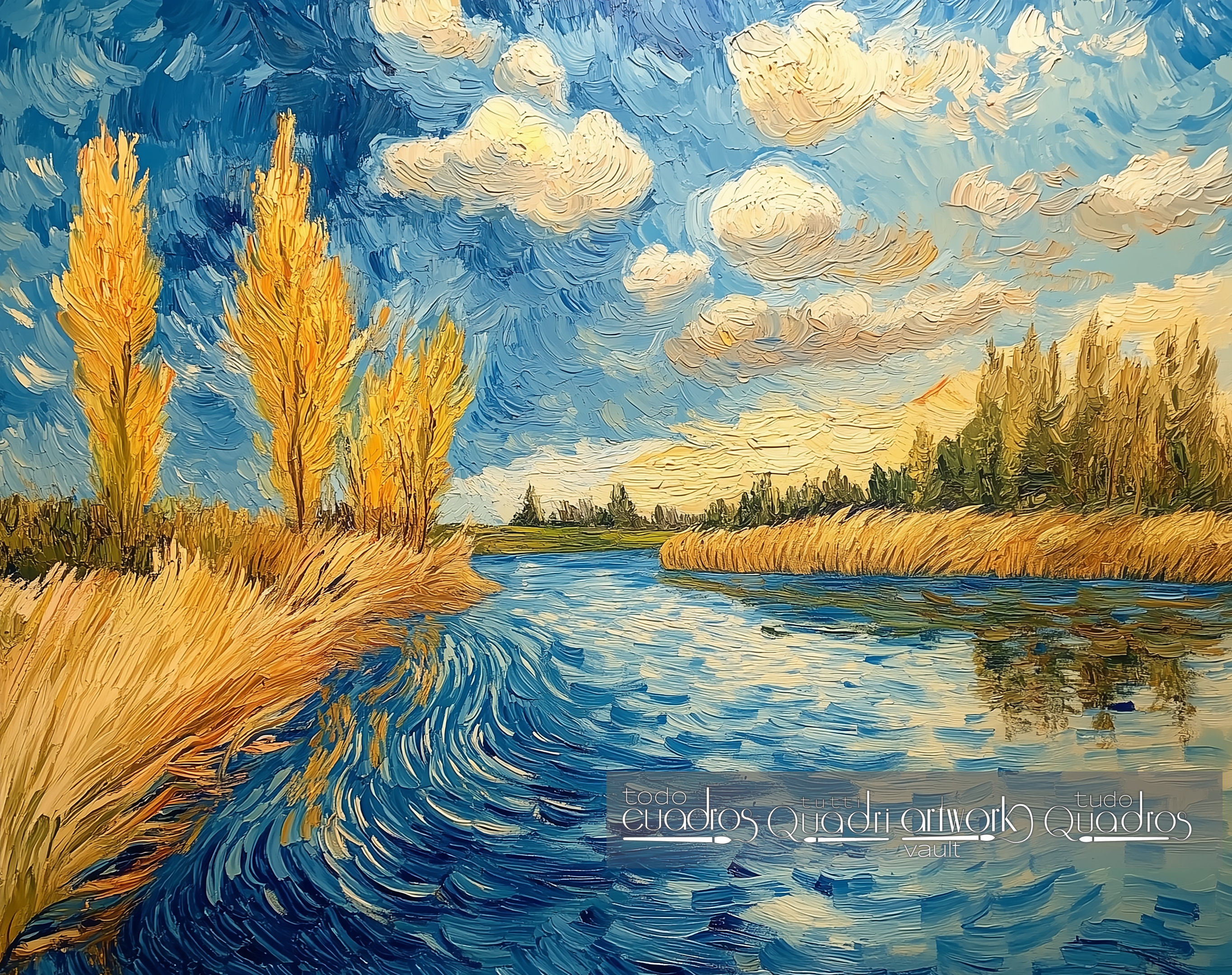 Paysage fluvial, style Van Gogh