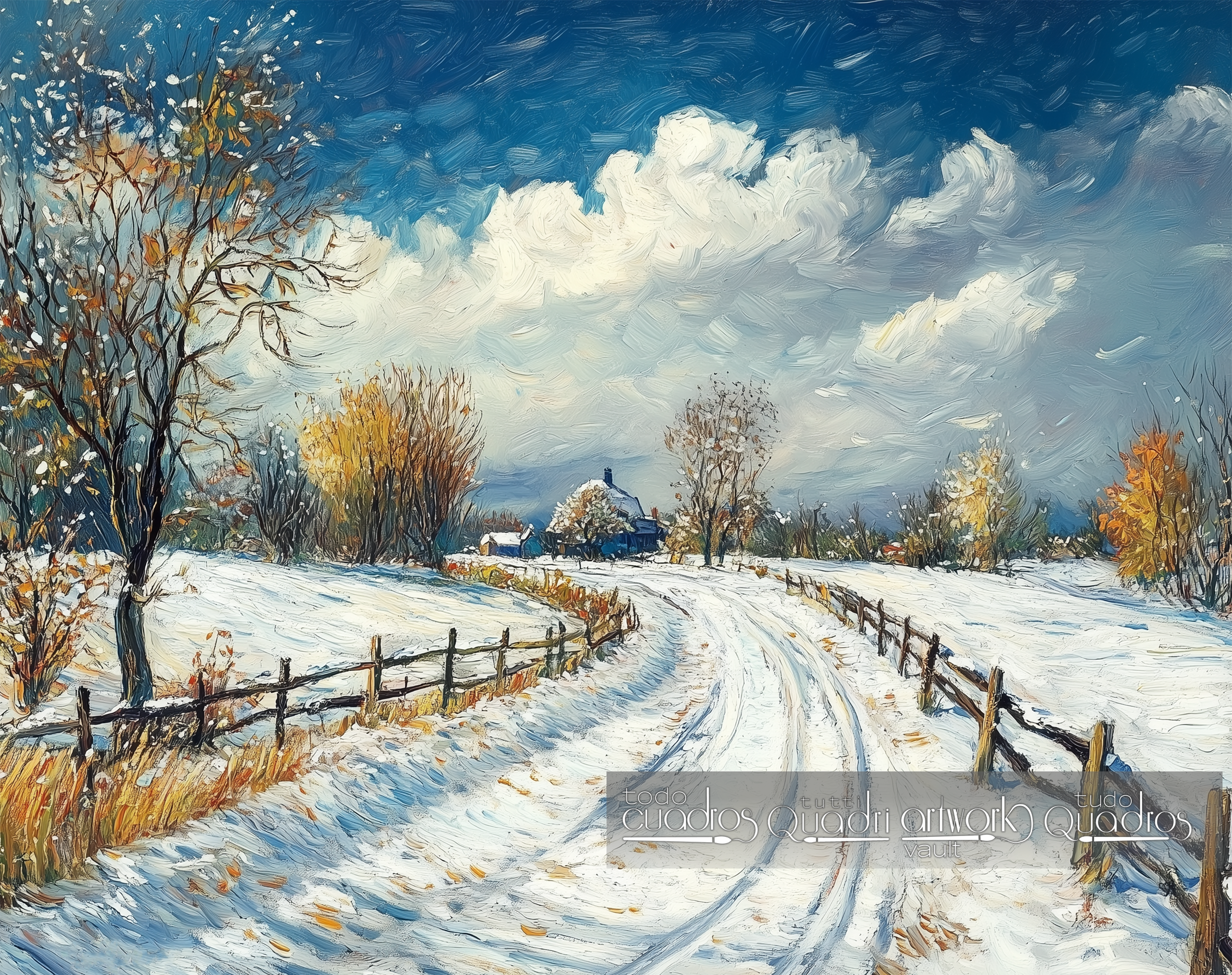 Paysage hivernal, style Van Gogh