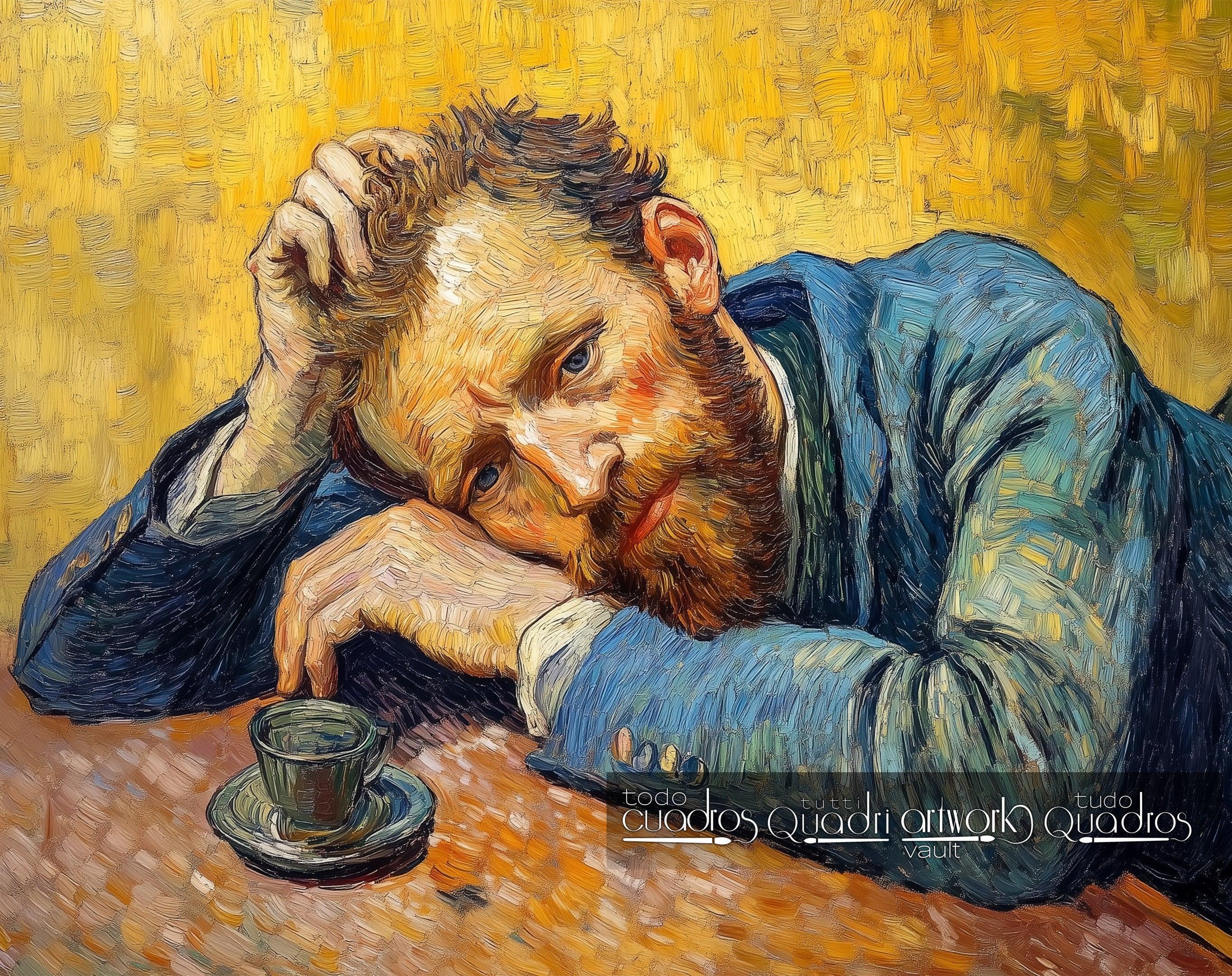 Entre ombres et pensées, style Van Gogh moderne