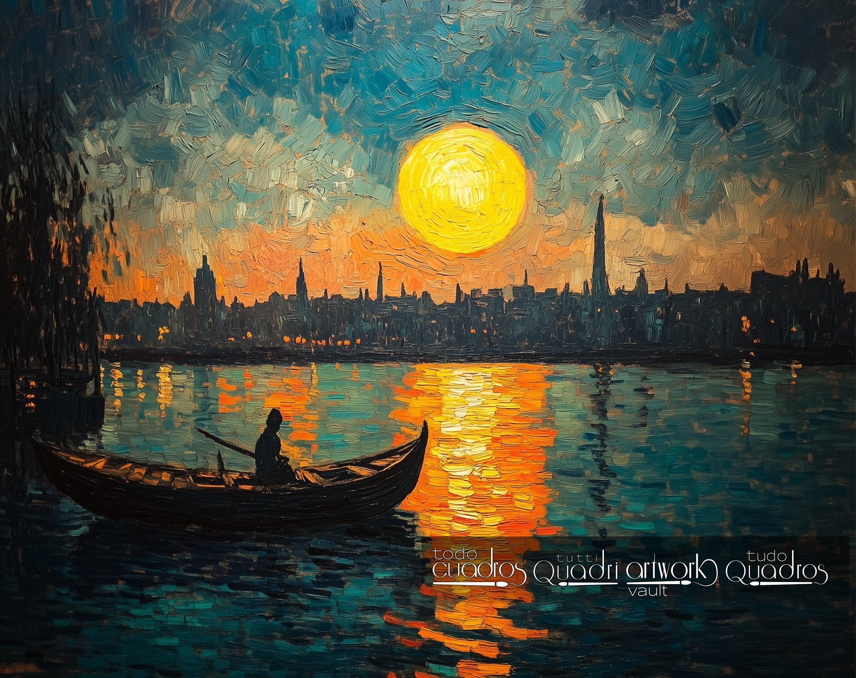 Impression du soleil à Paris, style Van Gogh