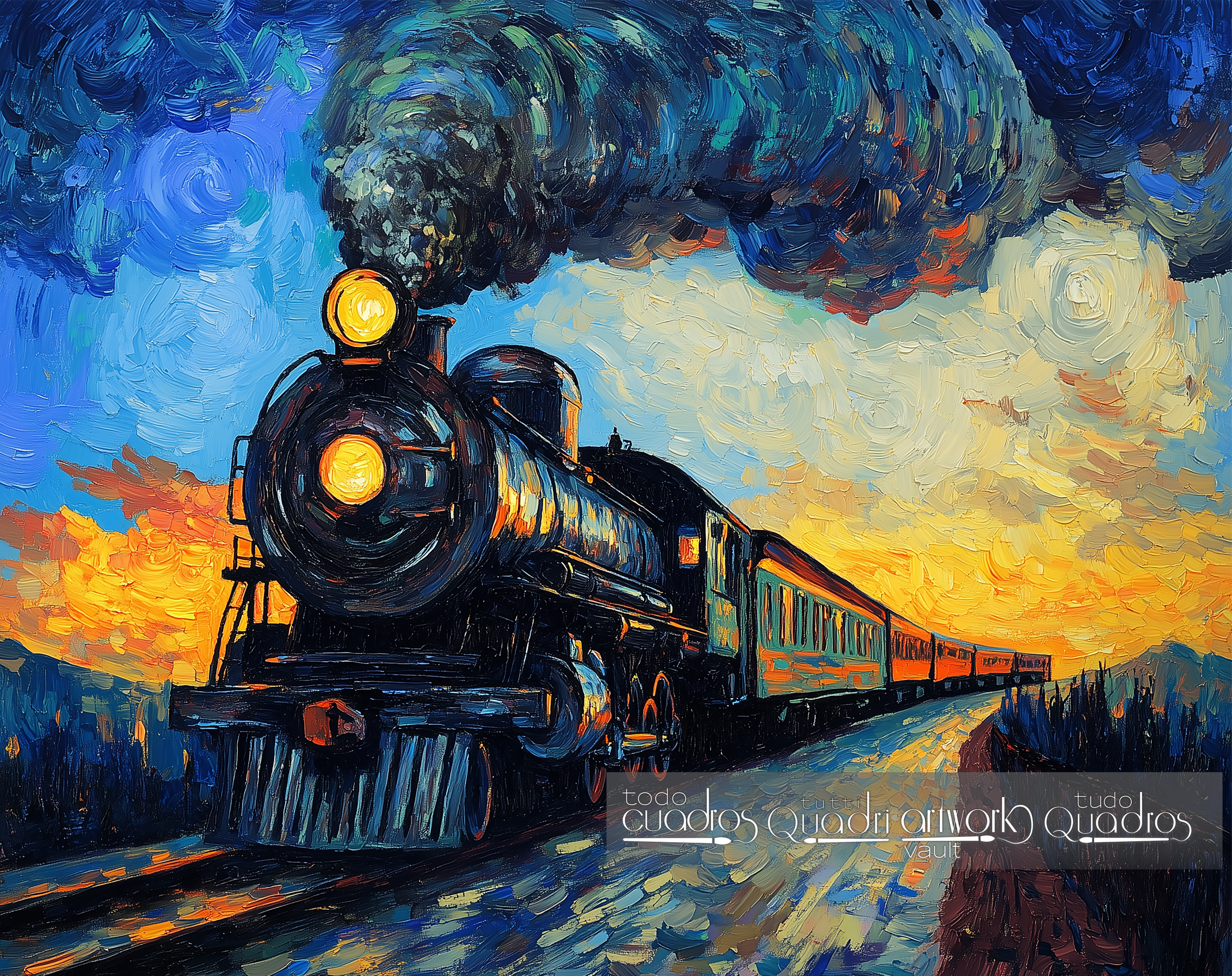 Voyage au coucher du soleil, style Van Gogh