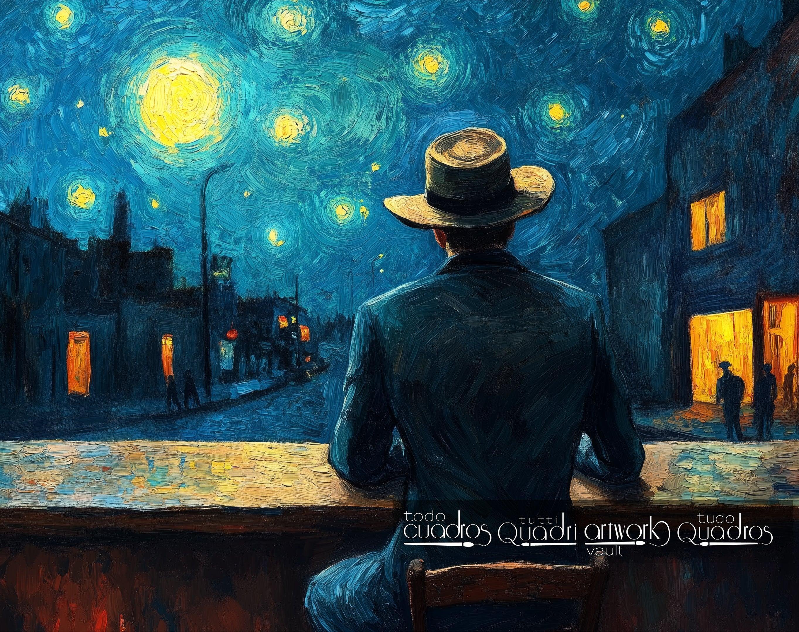 Les noctambules, style Van Gogh